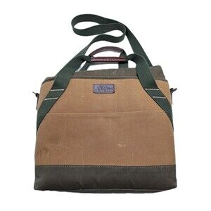 LL Bean Insulated Waxed Canvas Cooler Tote Beach Camp Bag Khaki Green